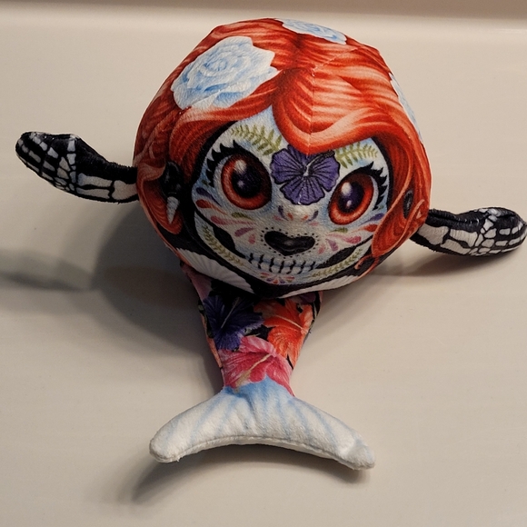 Sugar Skull Mermaid Round Floral Plush - Picture 9 of 11